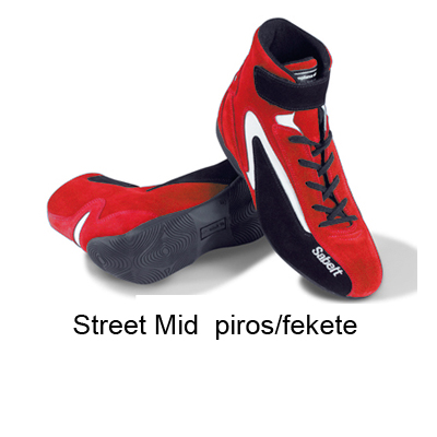 Versenycipő, Street Mid, piros/fekete
